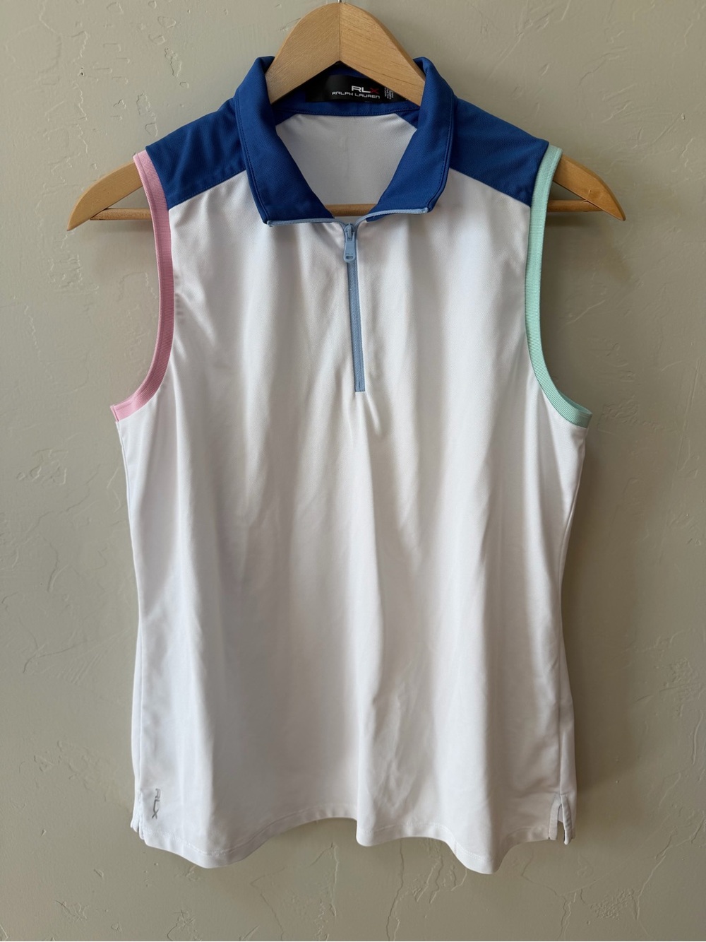 Ralph Lauren RLX Golf Top Polo Womens M White 1/4 Zip Collar Pickleball Tennis